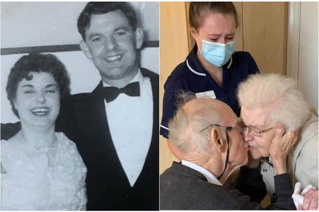 Then and now: Peter and Doreen Foster as a young couple, and after finally being reunited following months of separation during the crisis