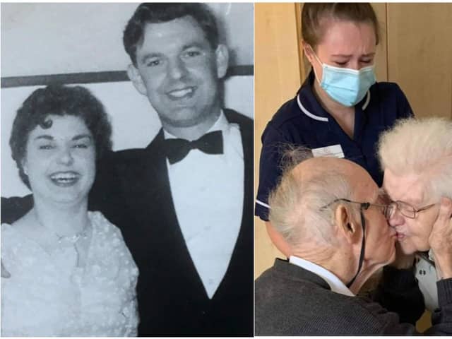 Then and now: Peter and Doreen Foster as a young couple, and after finally being reunited following months of separation during the crisis