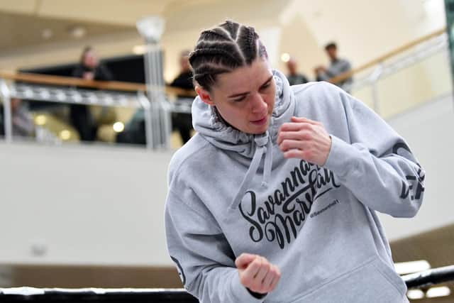 WBO middleweight champion Savannah Marshall completes her open workout at Newcastle's Metro Centre. Picture by FRANK REID