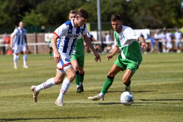 Ben Tollitt made a decent account of himself in Hartlepool United's pre-season victory over Billingham Synthonia. Picture by FRANK REID