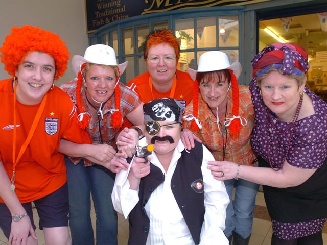 Staff at Mariners fish and chip shop get dressed up for Comic Relief in 2007.