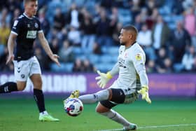 Middlesbrough goalkeeper Zack Steffen makes a save from Millwall's Andreas Voglsammer. PA picture.