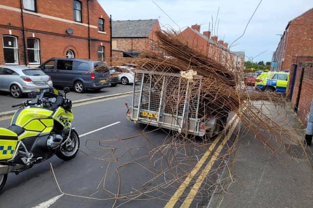 Durham Police have released this photograph of the "massively overladen" vehicle.