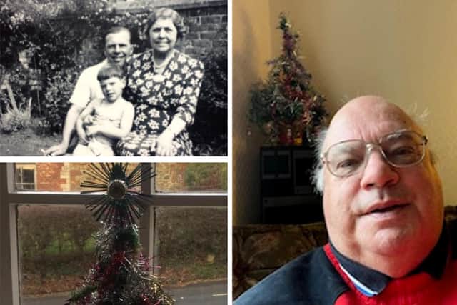 Peter Olsen and his Christmas tree which is still on display more than 100 years after it was first used.