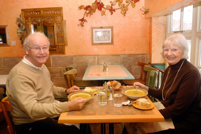 Smiles all around for this couple who are enjoying a lovely meal at Portofino in 2007.