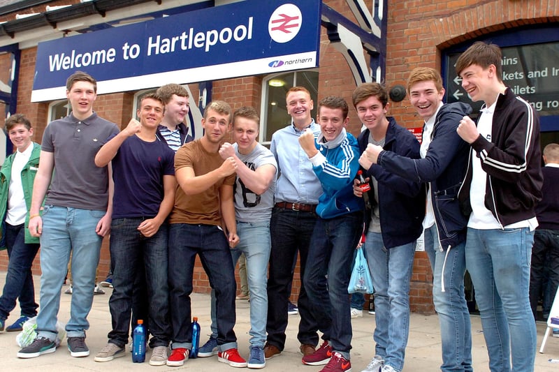 Pools fans wait for the train to York for the 2013 match.