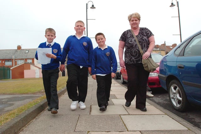 These students from St Bega's Primary School were doing a sponsored walk to raise money for school trips in 2007.