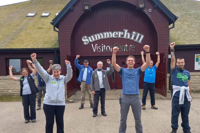 Summerhill staff celebrate after learning of the country park's 2021 Green Flag Award.