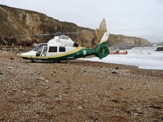 A man was airlifted to hospital after falling from a height at a beach in Seaham. Photo by Hartlepool Coastguard Rescue Team.