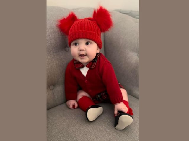Harry Samuel looking smart for Santa.
