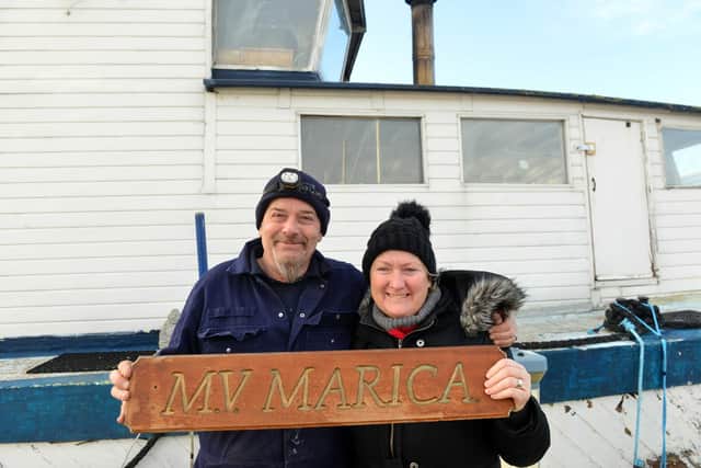 Owners of the MV Marica Stephen and Patricia Leighton have started restoration on the World War Two submarine hunter at Hartlepool Marina.