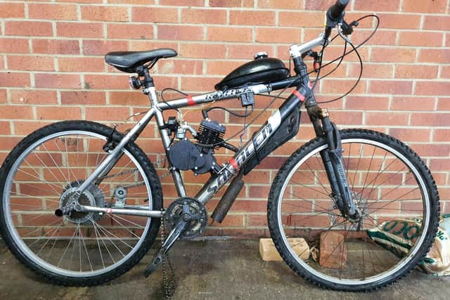 The bike was seized from a property in the Blackhall area./Photo: Peterlee Police