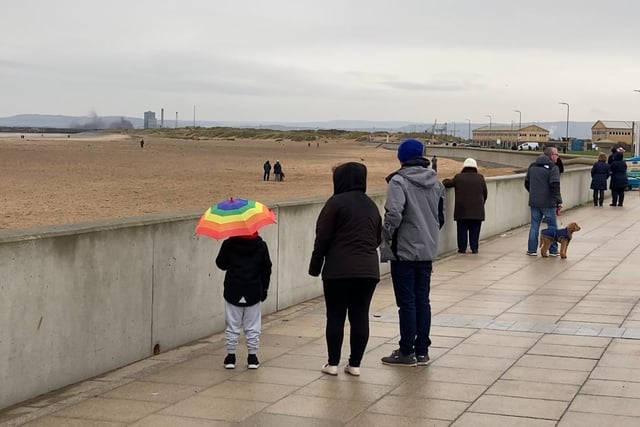 People watched the demolition from the beach and promenade at Seaton Carew.