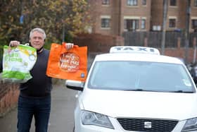 Taxi driver Derek Huntington, of Peterlee Executive Cars, which is this week chauffeuring a family a day to a supermarket and back and paying for their groceries.