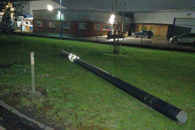 This CCTV column, in Thomlinson Road, Hartlepool, was cut down overnight between March 20 and 21.