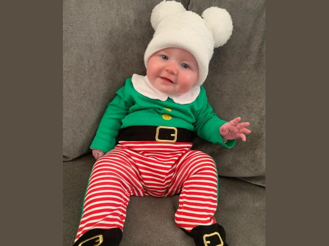 Willow Grace, age 5 months, ready to celebrate Christmas.