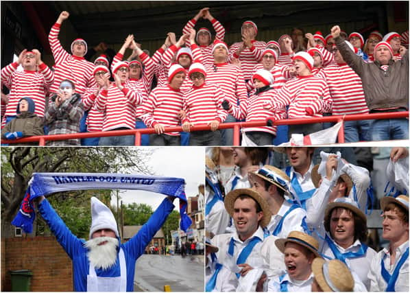 Just some of the fancy-dress outfits worn by Hartlepool United fans over the years.