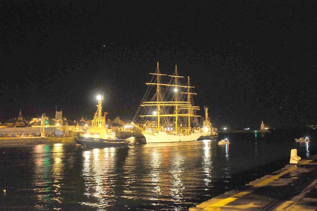 The tall ship Sorlandet arrives in Hartlepool in 2010.