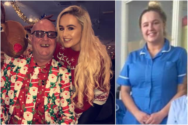 Carlita with dad Paul Pounder pictured together at Christmas before lockdown. Left: Carlita Pounder