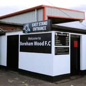 The press entrance at Boreham Woood's Meadow Park. (Photo by Linnea Rheborg/Getty Images)