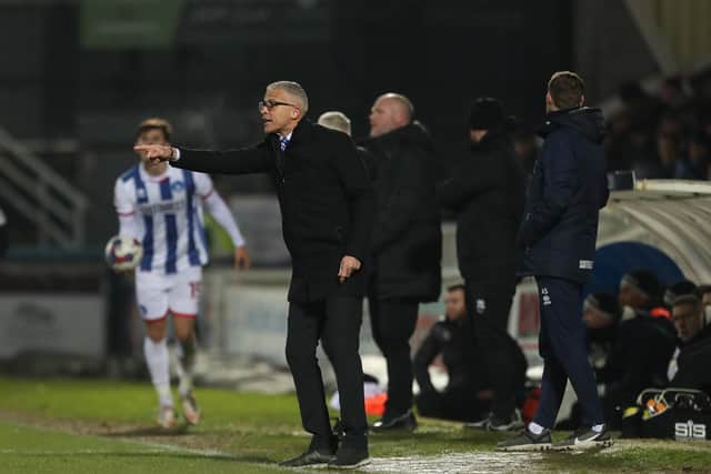 Hartlepool United manager Keith Curle during the League Two win over Rochdale at the Suit Direct Stadium. (Credit: Mark Fletcher | MI News)