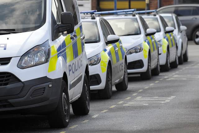 Police vehicles outside Hartlepool Police Station. Picture by FRANK REID