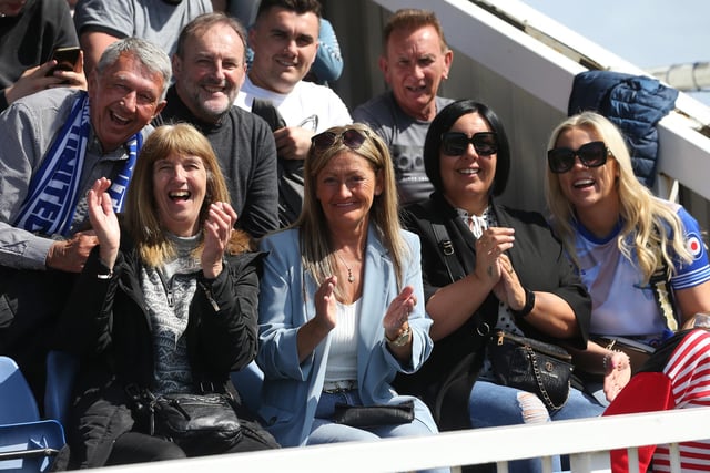 Hartlepool United supporters were all smiles on the final day of the season with the club having secured their Football League status. (Credit: Mark Fletcher | MI News)
