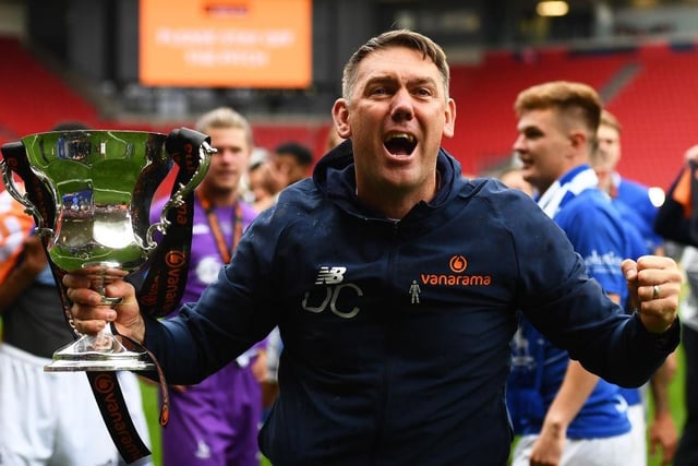 Dave Challinor guided Pools back to the Football League ending their four year stay in the National League. (Photo by Harry Trump/Getty Images)