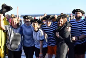 Friends from Hartlepool and Stockton Health dressed as pirates and did the dip in aid of the Stroke Association and Harbour refuge.  Picture by FRANK REID