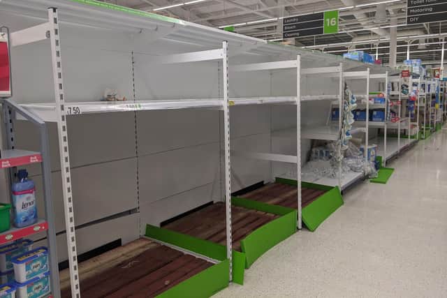 Bare shelves in Asda Hartlepool this week.