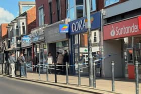 Police tape surrounds Coral Bookmakers, in York Road, Hartlepool, on Tuesday afternoon.