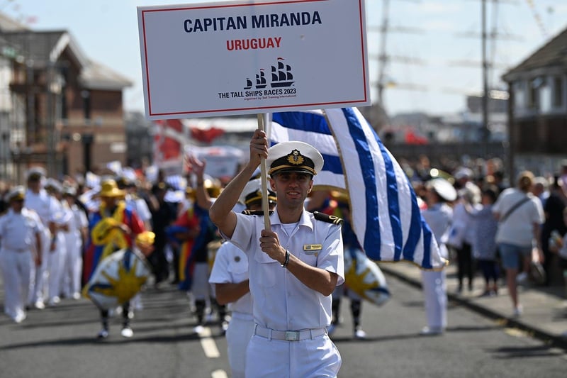 The crew of the Captain Miranda join Friday's parade. Picture by FRANK REID