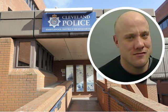 Martin Richardson (inset) threatened to bomb Hartlepool police station while posing as someone else.