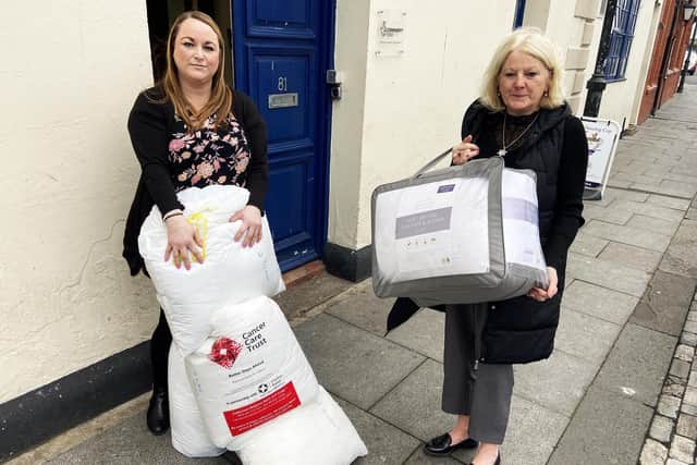 Lindsay Hogg and her mum Helen with donated items that will be sent to the Ukraine. Picture by FRANK REID