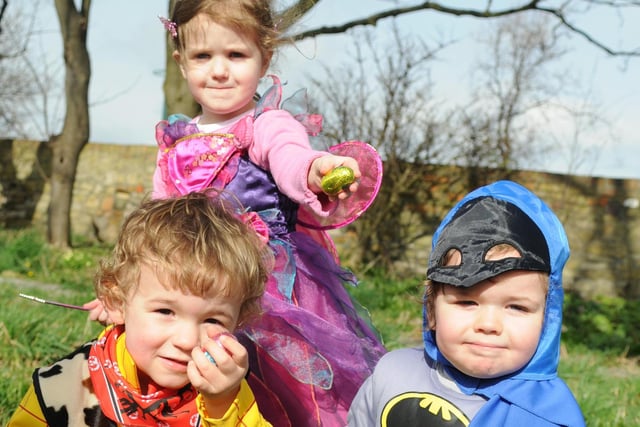 Eve Menzies, Joseph Mounter and Jake Turner had fun on the Easter egg trail at Holy Trinity Church in 2010.