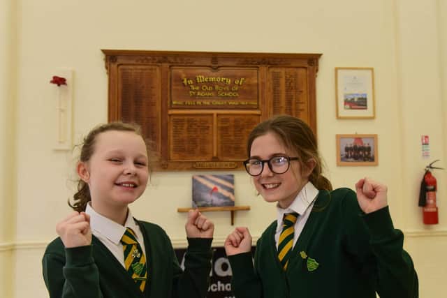 Prefects Maddie Carroll (left) and Poppy McDonald of St. Aiden's C of E Memorial Primary School.