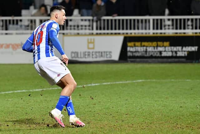 Luke Molyneux made a big impact coming off the bench in Hartlepool United's Papa John's Trophy success over Charlton Athletic. Picture by FRANK REID