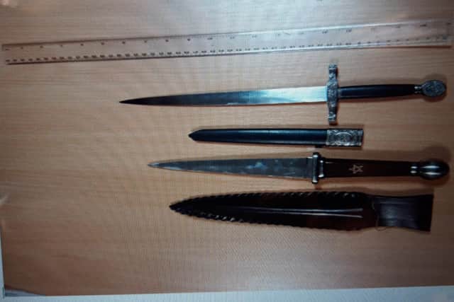 Police seized these knives after stopping a man in Hartlepool