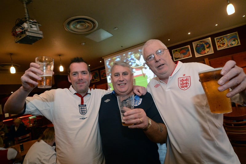 Mark Haines, Clifford Fox and Roger Stocks enjoyed the England v France game at pub.