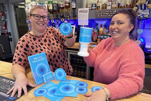 Jodi Clayton (left) and Sarah Horsefield from The Cosmopolitan pub are supporting the Turn Your Borough Blue campaign. Picture by FRANK REID