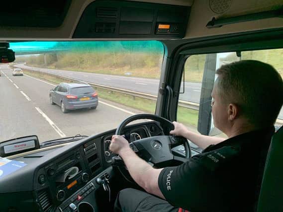 Officers can see down into cars and watch drivers calling, texting or using their mobile phones