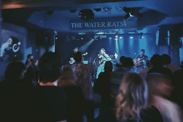 Michael performing at The Water Rats in London.