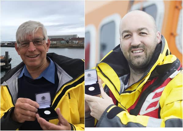 Hartlepool RNLI chairman Malcolm Cook has been awarded his 30 years long service award while colunteer crewmember Kenny Hay has been presented his 20 years long service award.