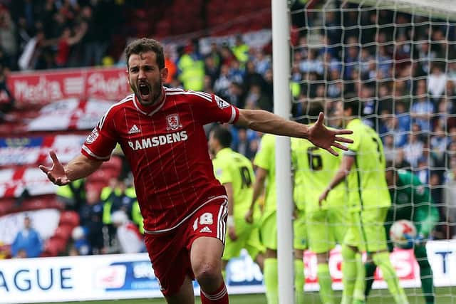 Cristhian Stuani celebrates his goal during a 1-1 draw with Brighton in 2016, a game which saw Middlesbrough promoted to the Premier League.