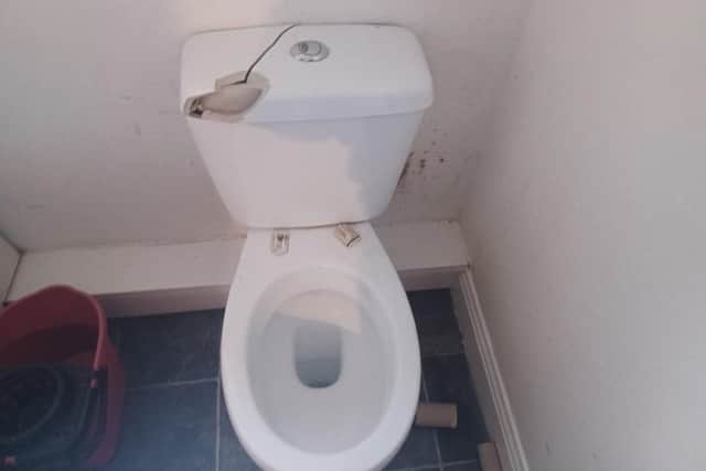 The state of a toilet at one of Horden properties.