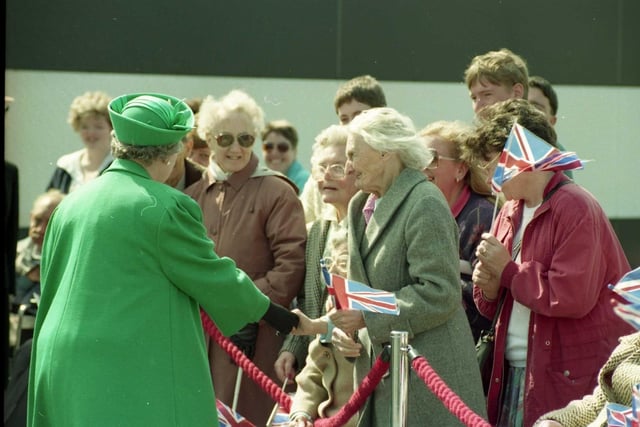 A typical Hartlepool welcome for Queen Elizabeth ll in 1993.
