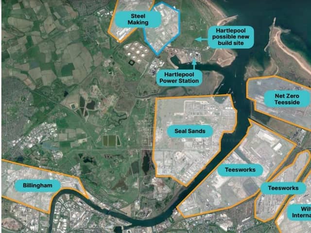 A map showing the intended location for a new modular nuclear reactor plant in Hartlepool.