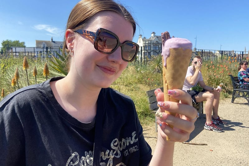Ice cream time for Ellie Parkinson (19) in Seaton Carew. Picture and caption by Frank Reid
