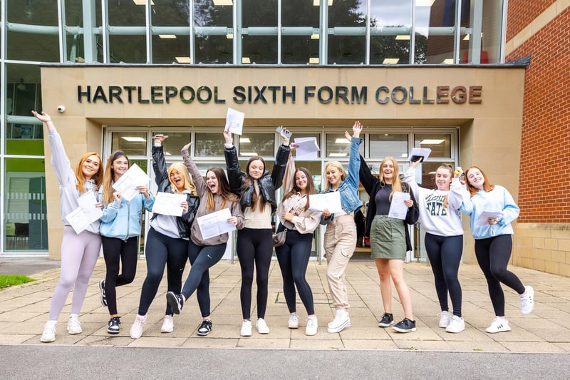 Celebrations are in order for these students at the Hartlepool Sixth Form College.