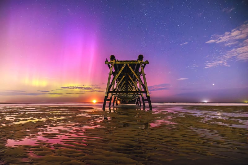 The aurora was captured in all of its beauty last night by Peter Greig at Steetley Pier.
